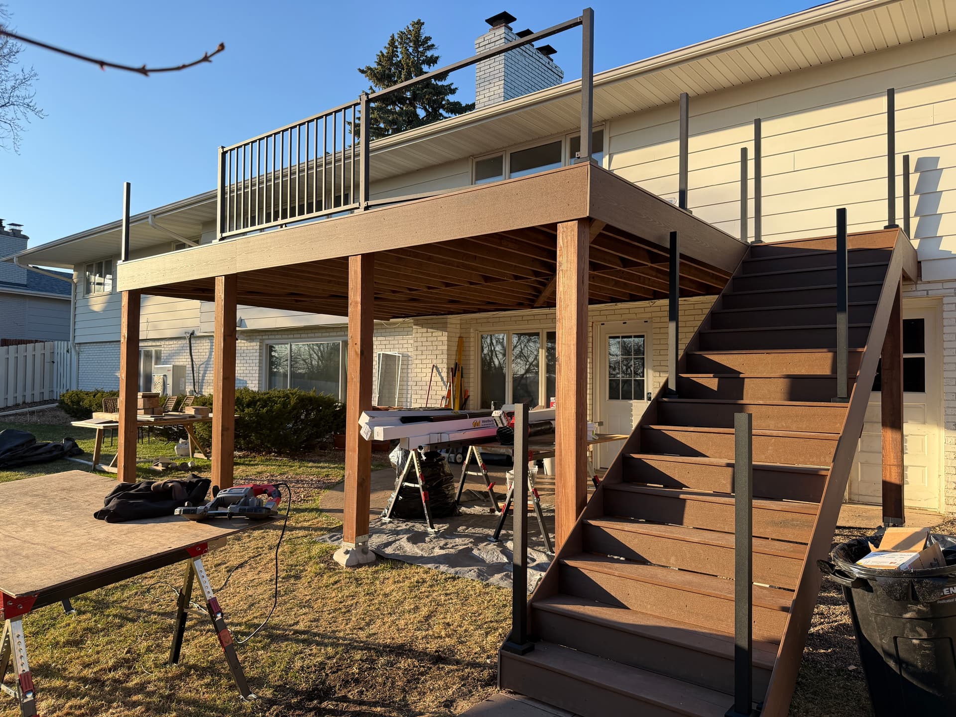 New Elevated Deck Build in Edina with Timber Tech and Westbury Railing image